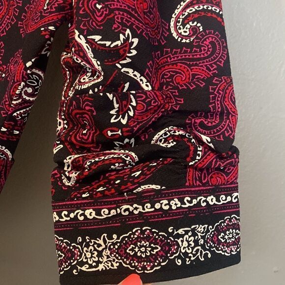 Coldwater Creek Black Pink Paisley Open 3/4 Sleeve Jacket, 12 - Picture 6 of 6